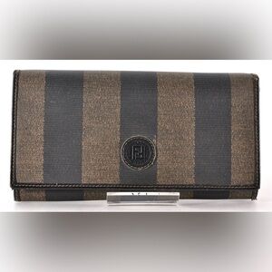 Fendi Pequin vintage coated canvas long continental wallet EUC